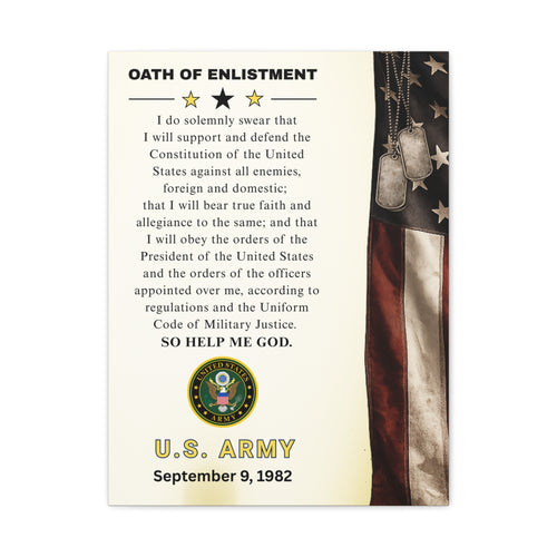 U.S. Army Oath of Enlistment Matte Canvas Wall Art — Personalized Date