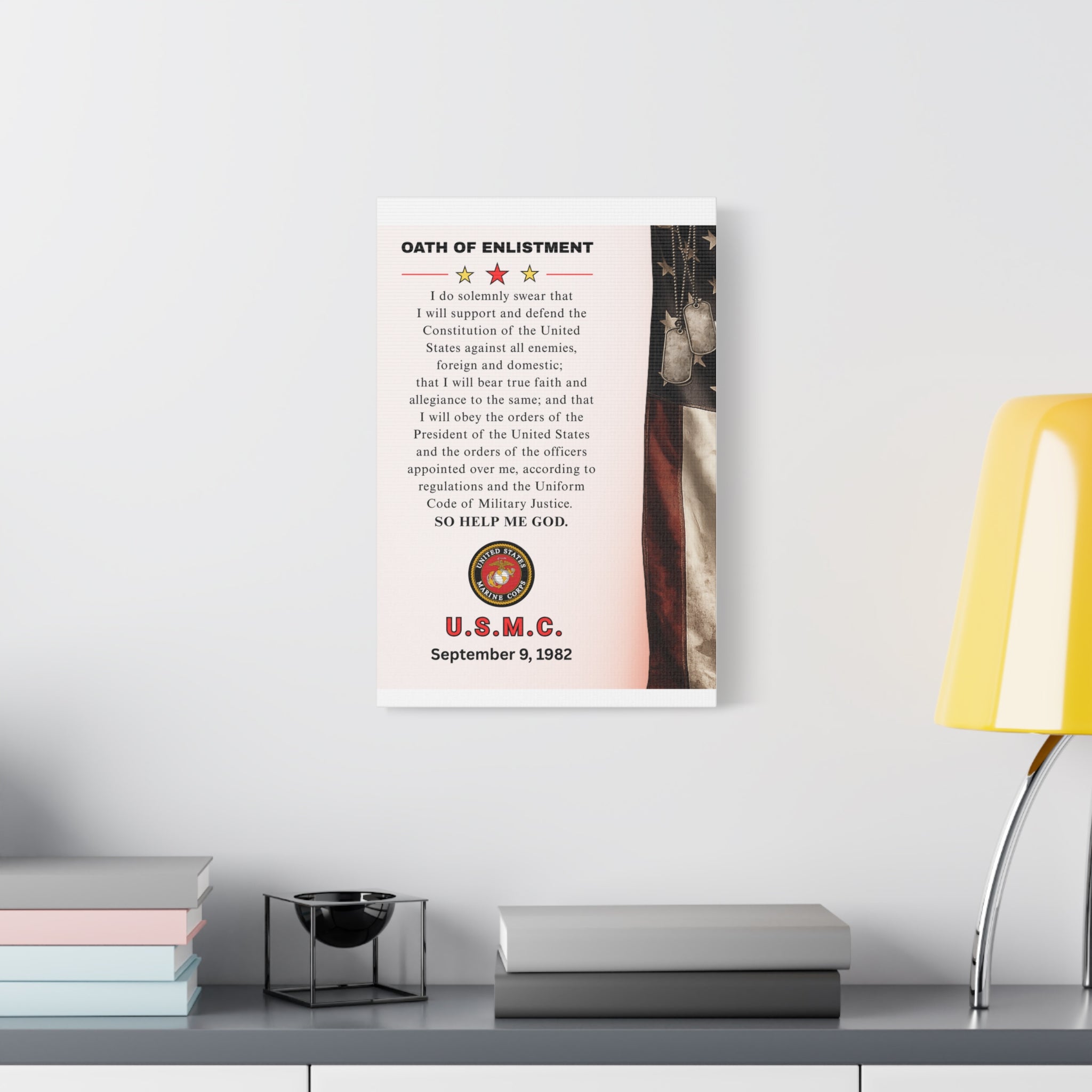 USMC Oath of Enlistment Matte Canvas — Personalized Date of Enlistment Military Wall Art