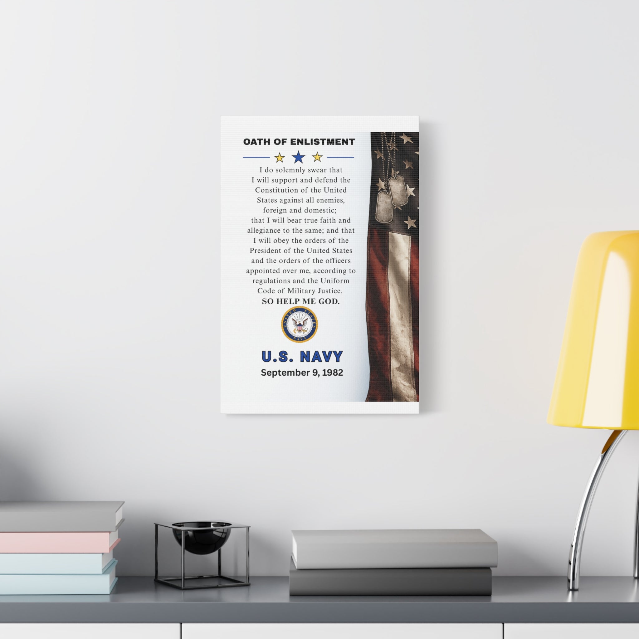 U.S. Navy Oath of Enlistment Matte Canvas Wall Art — Personalize Date of Enlistment