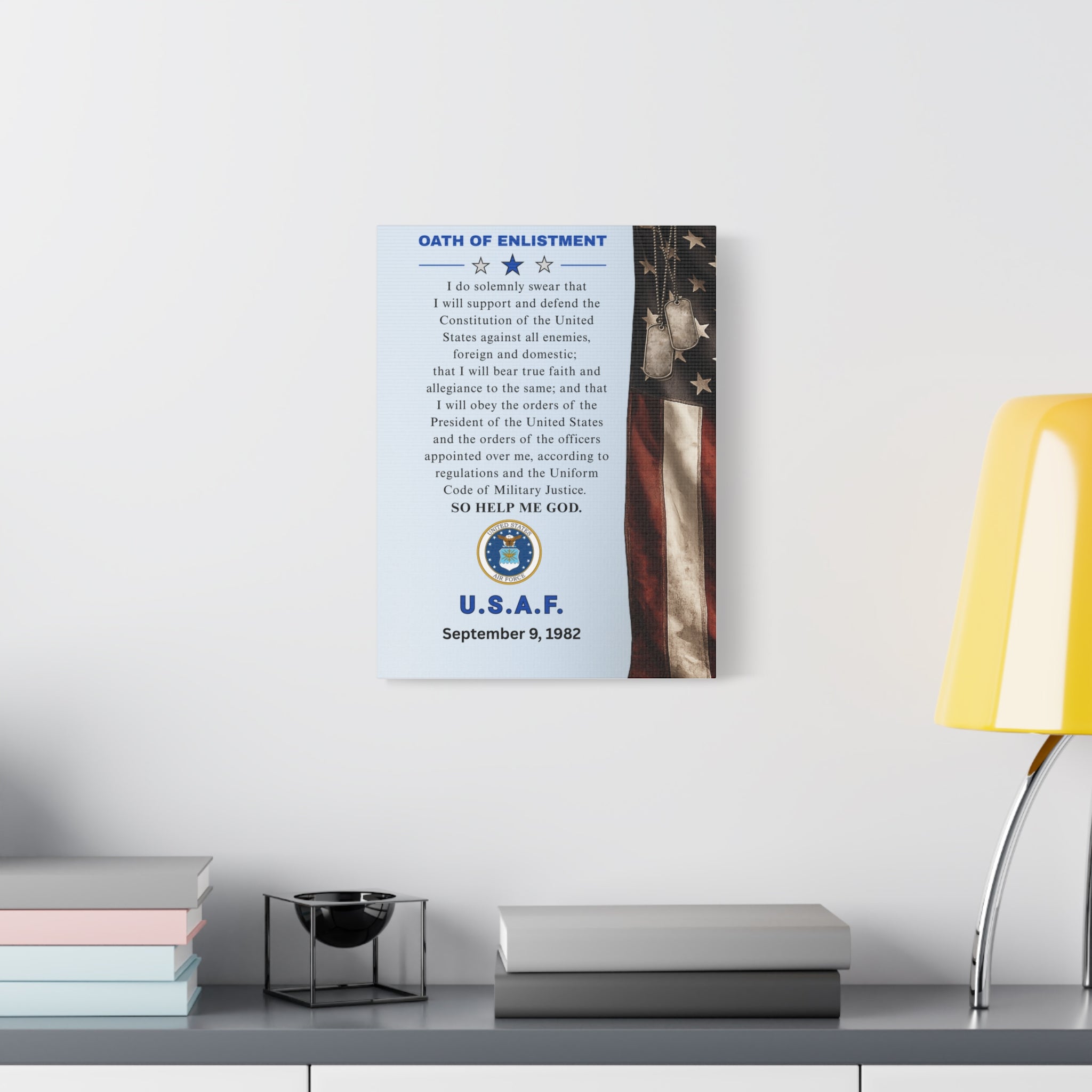 USAF Oath of Enlistment Matte Canvas — Personalized Military Keepsake (Add your own enlistment date)